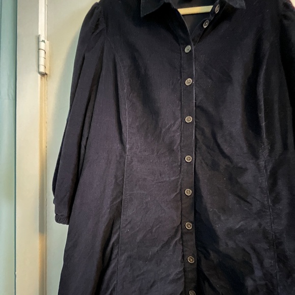 Gap Puffed Sleeve Corduroy Mini Dress, Navy, XXL - Picture 2 of 7